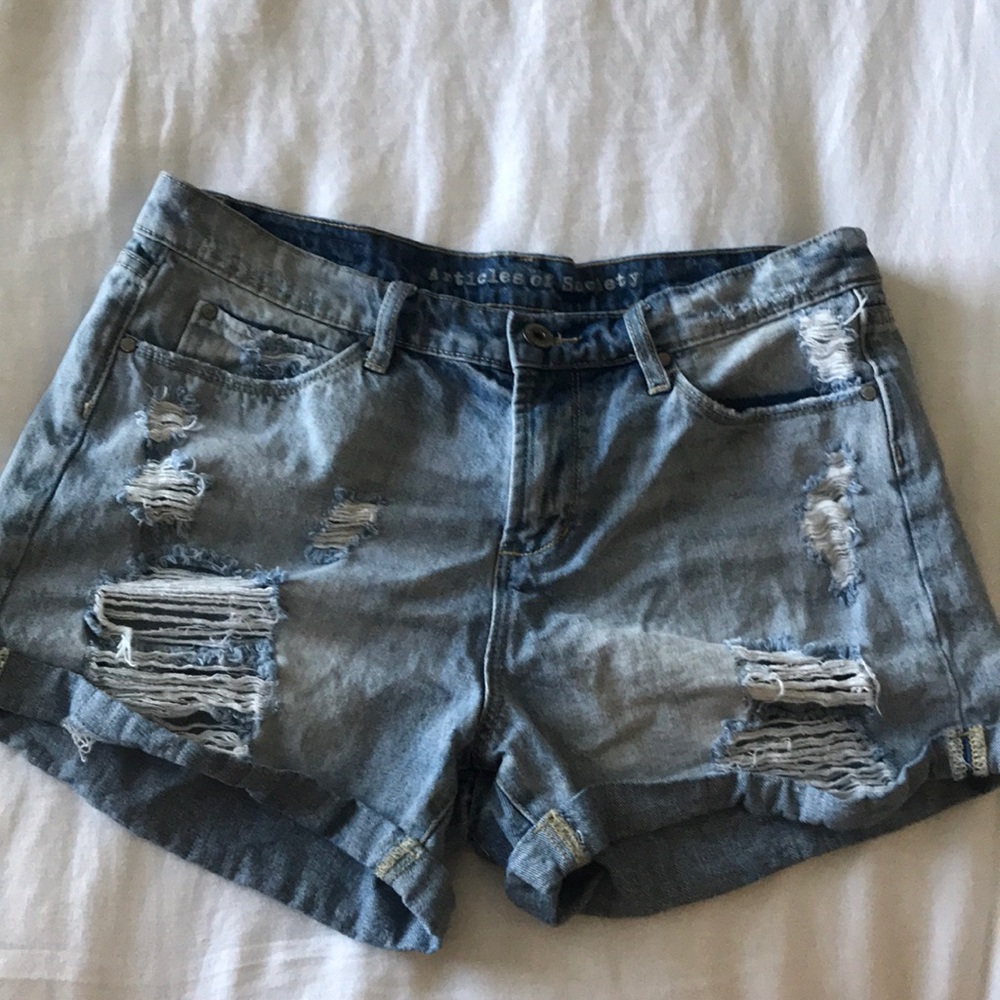 Ripped jean shorts